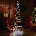 thumbnail image 3 of Patiojoy 6FT Light Up Spiral Christmas Tree RGB Artificial Tree w/Tree Top Star 135 LED Lights Metal Base Indoor & Outdoor Collapsible Spiral Tree, 3 of 10