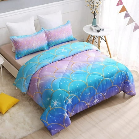Kids Mermaid Scale Comforter Sets, Twin Bed Blanket Sets