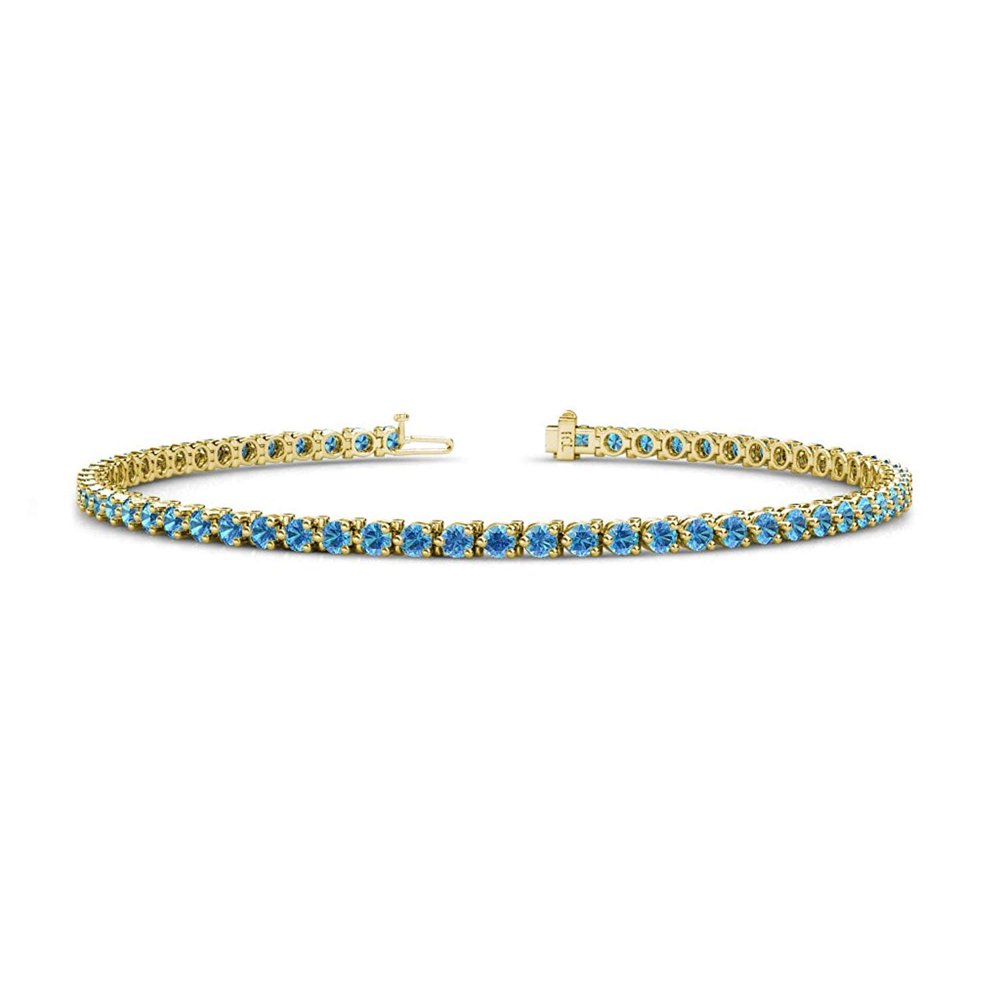 TriJewels Blue Topaz 2.4mm 3Prong Tennis Bracelet 3.18 cttw in 14K
