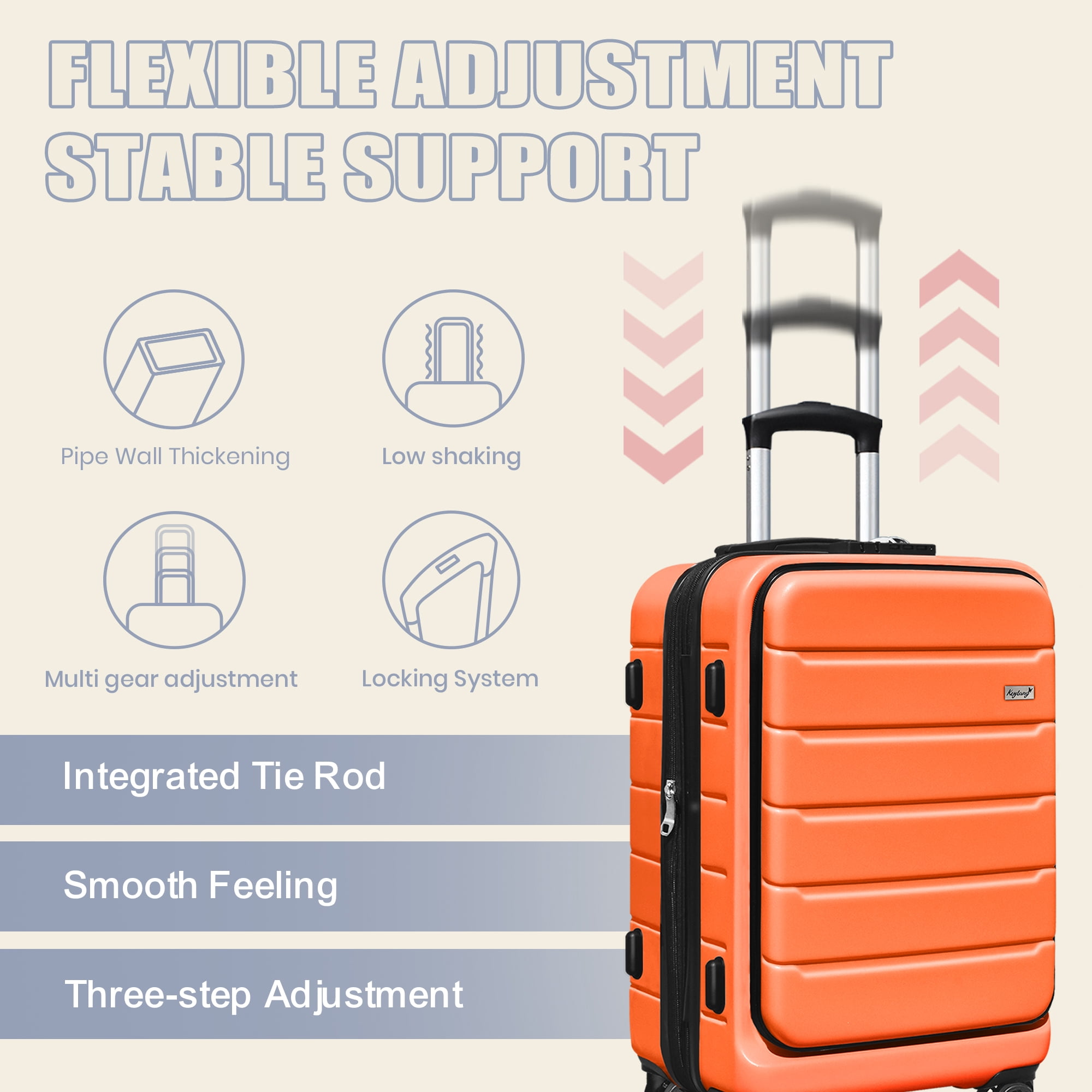 SmileLine 20 Inch Lightweight Hardside Expandable Carry-On Suitcase with Front Pocket,Navy