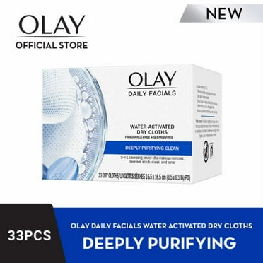 Olay Daily Facials Cleansing Facial Cloths Deeply Purifying & Activated by Water 33 ct
