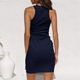 thumbnail image 4 of gakvbuo Summer Dresses for Women 2023 Summer Dresses Vacation Outfits for Women Casual Sleeveless Beach Tank Dress Bodycon Ruched Tie Waist Mini Dresses, 4 of 7