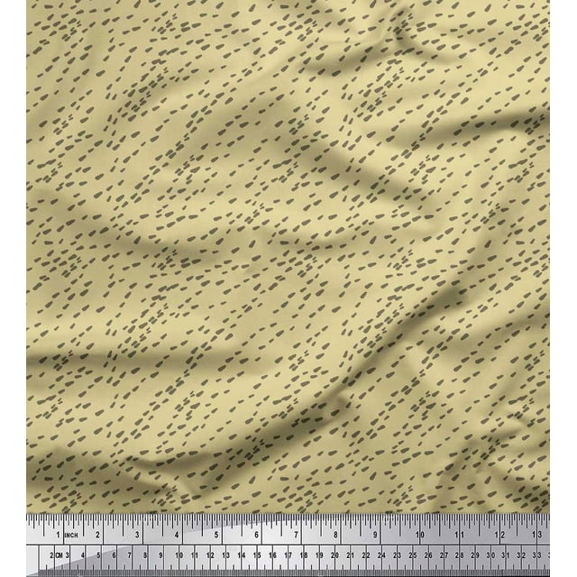 Soimoi Beige Poly Georgette Fabric Brush Stroke Abstract Printed Fabric 1 Yard 52 Inch Wide