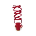 thumbnail image 4 of BLISSFUL STEP Women's Open Toe Lace up Block High Heels Sandals Red 5.5, 4 of 8