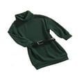 thumbnail image 3 of Robe Chandail pour Filles Bébé Hiver Automne Col Roulé Manches Longues Tricotée avec Ceinture Vert 3-4 Ans, 3 of 7