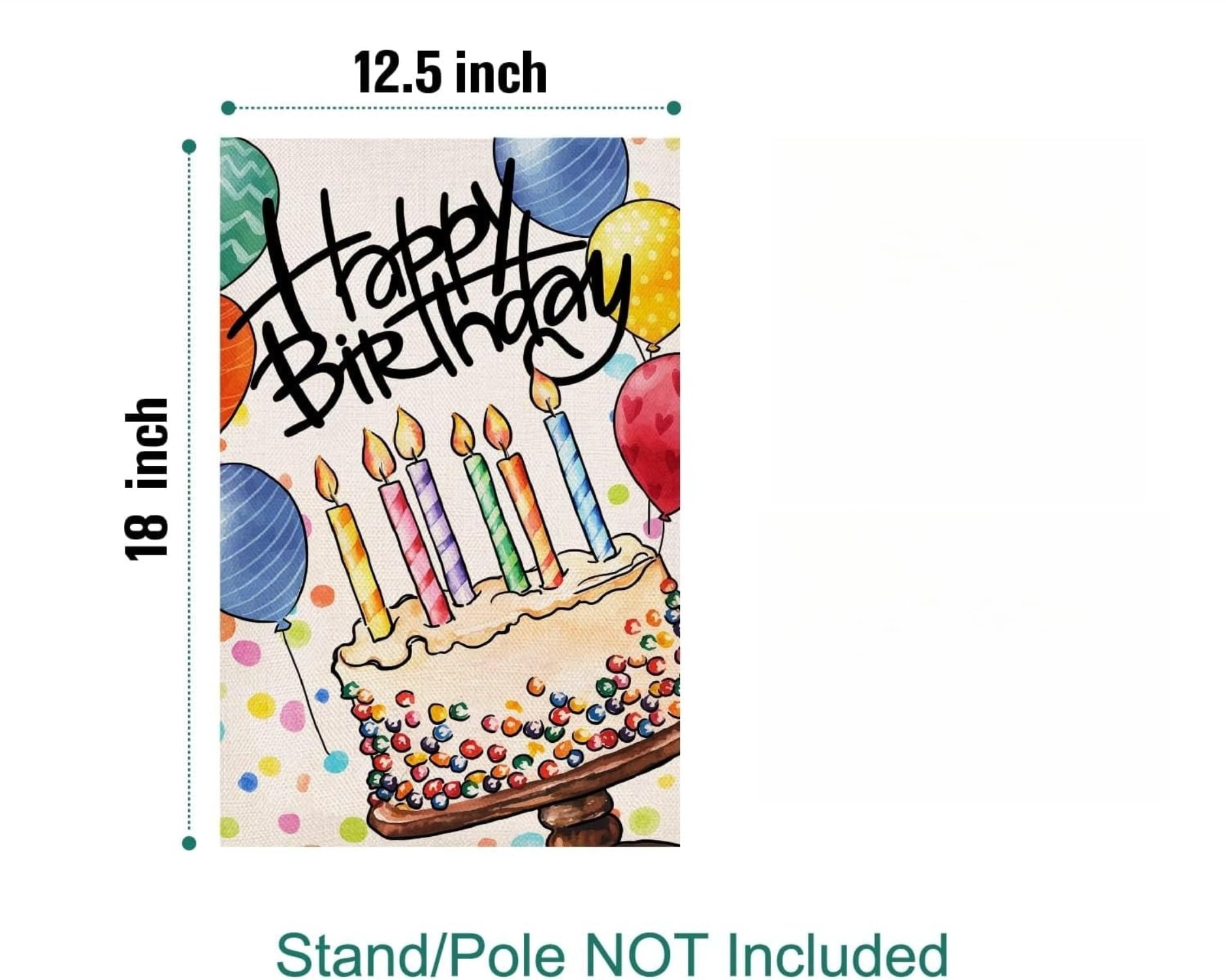 Happy Birthday Garden Flag Banner Big Cake Colorful Balloon Yard Flag Burlap Vertical Double-Sided Party Welcome Farmhouse Outdoor Outside Home House Decoration