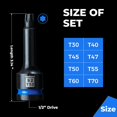 thumbnail image 3 of toolant Impact Torx Bit Socket Set 8pcs(T30-T70),1/2" S2 Steel Air Drive Star Sockets, High Impact Bits,Professional Mechanic & Automotive Repair Soc, 3 of 6