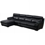 American Eagle Furniture Leather Left Side Facing Chaise Sectional in Black