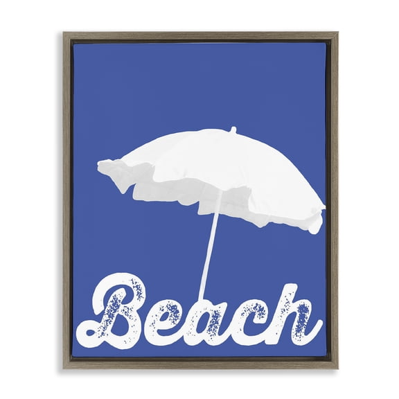 Stupell Industries Traditional Vintage Beach Umbrella Brown Floating Frame Canvas Art, 17 x 21, by Graffitee Studios