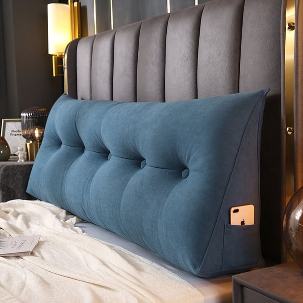 Cojín para cabecera de cama, respaldo grande triangular, bolsa suave simple, almohada para cintura, color sólido, cojín para respaldo de sofá