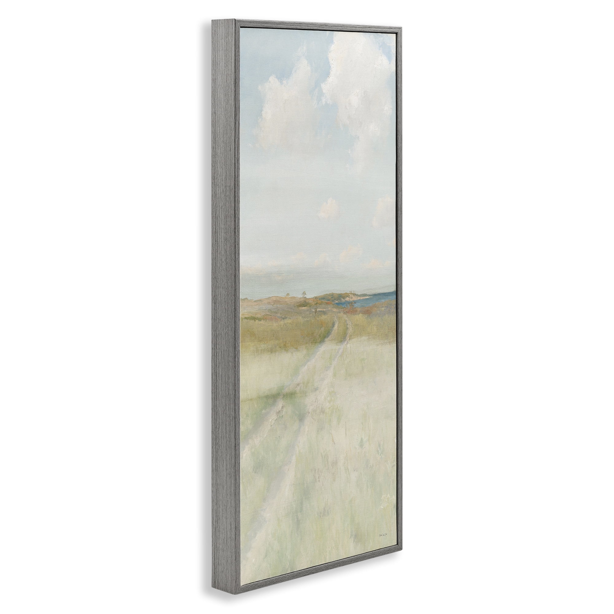 Stupell Industries Path To Beach Landscape Painting Gray Framed Art Print Wall Art, 13 x 30