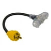 Aleko GAC318-UNB 18 in. RV Trailer Generator Adapter Cord General 30A 3PIN Male to 15A Female, Black & Yellow