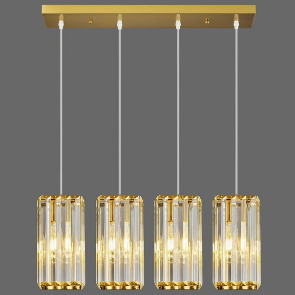 Deyidn Modern Pendant Light Gold Rectangle Pendant Lighting Mini Crystal Chandeliers Adjustable Pendant Light Fixture for Kitchen Island Dinning Room Living Room Corridor Bedroom
