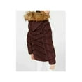thumbnail image 2 of MADDEN GIRL Womens Burgundy Zippered Faux Fur Hooded Pocketed Puffer Winter Jacket Coat Juniors L, 2 of 2