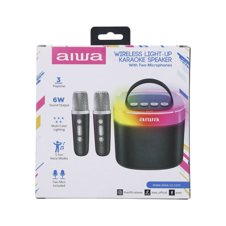 Aiwa Light up Wireless Karaoke Speaker, Black, AI6029-BLK