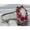 thumbnail image 4 of LBG British Made 14k White Gold Natural Opal & Ruby Womens Statement Ring - 33 size options - Size 7.25, 4 of 6
