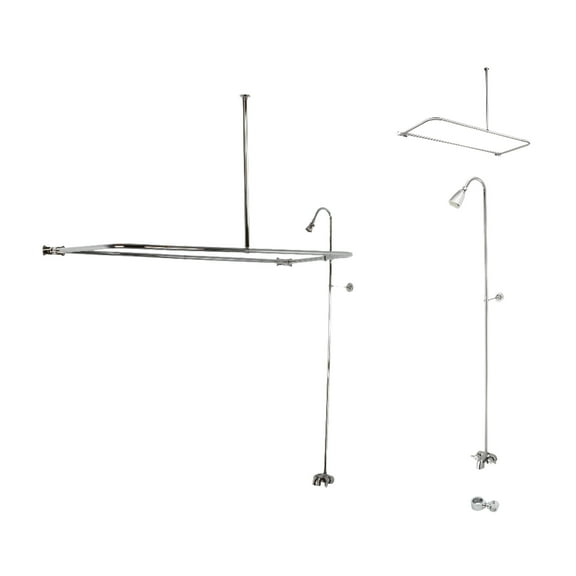 Kingston Brass CCK3121 Vintage Tub Wall Mount Clawfoot Tub Faucet Combo with Shower Enclosure, Polished Chrome