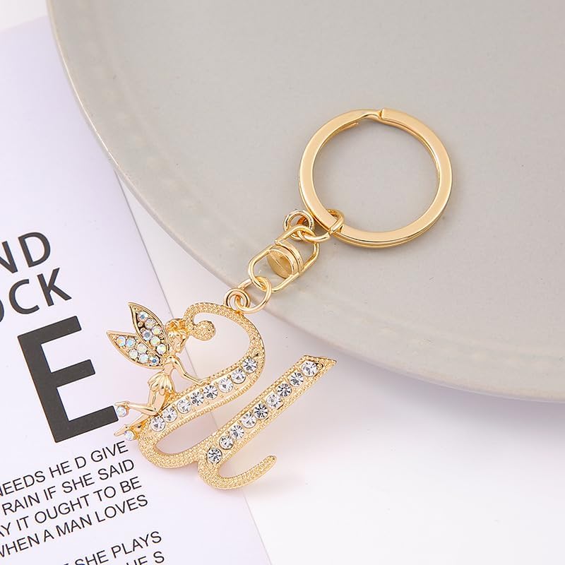 YUANHUYUOU ﻿letter keychain,﻿Letter A-Z Keychain for Women Men Crystal with Pearl Purse Handbags Metal Alphabet Initial Key Ring.