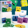 thumbnail image 1 of Cubo mágico que cambia de cara para niños, bloques de construcción, juguete interactivo para padres e hijos, juego de batalla de escritorio, cubo mágico de madera con cara sonriente, 1 of 6