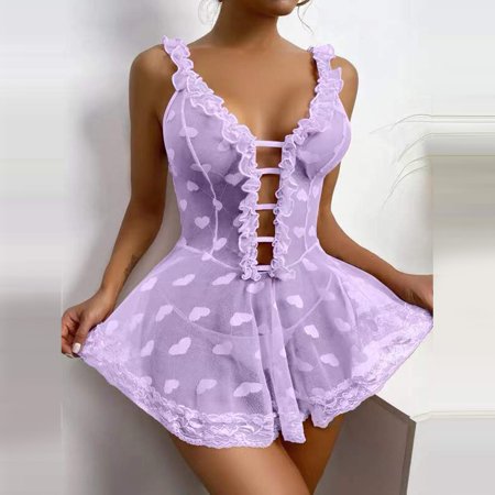 

Women Lace Lingerie Nightdress Underwear Dress Sleepwear Lace up