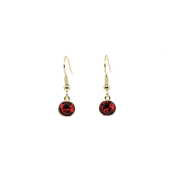 Lionhead Jewelry January Birthstone Red Bohemian Crystal Garnet Drop Earrings, Gold