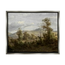 Classic Nature Woodland View Landscape Painting Luster Gray Framed Art Print Wall Art