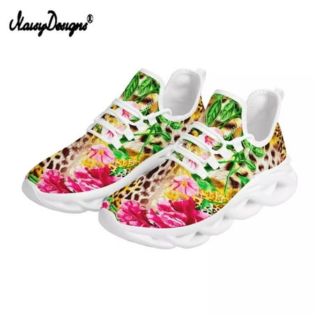 

Noisydesigns Sneakers Women Leopard Floral Leaces Prints Lacing Mesh Breathable Sneakers for Female Casual Sport Shoes 2024