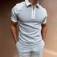 thumbnail image 2 of Men's POLO Shirt Striped Printed Short Sleeve T-Shirt Lapel Shirt, 2 of 7