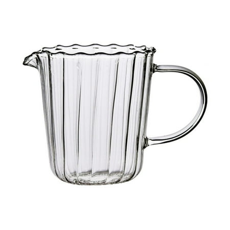 

Hazel Tech---Creative Stripe Glass Cup With Handle Heat-resistant Coffee Milk Tea Separator Fair Cup
