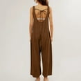 thumbnail image 5 of AGWOLF Jumpsuits for Women Comfy Ribbed Knit Wide Leg Rompers Oversized Open Back Overalls with Pockets, 5 of 8