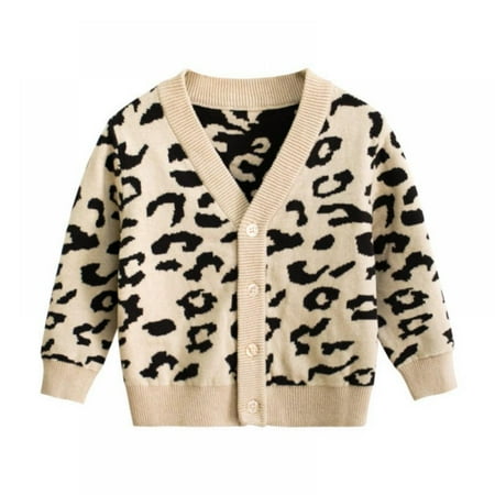 

Kids Cardigan Sweater Cartoon Print Sweater V-Neck Long Sleeve Button down Knitted Cardigan 1-8Y