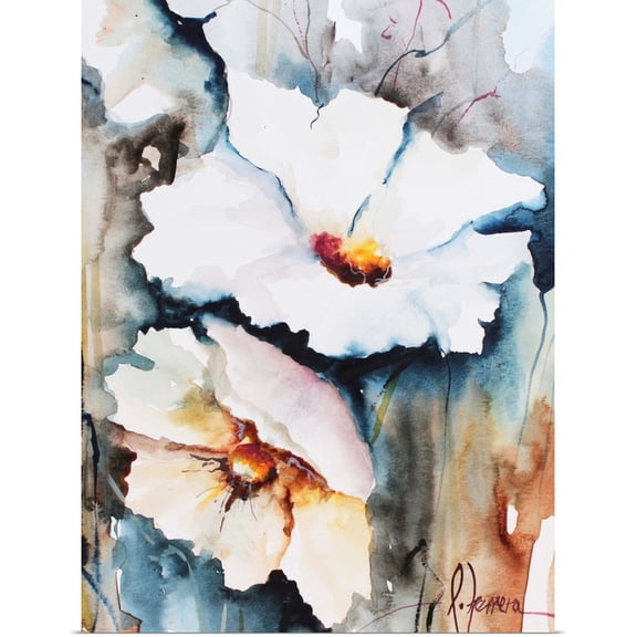 Great BIG Canvas | Rolled Leticia Herrera Poster Print entitled Blooms Aqua II