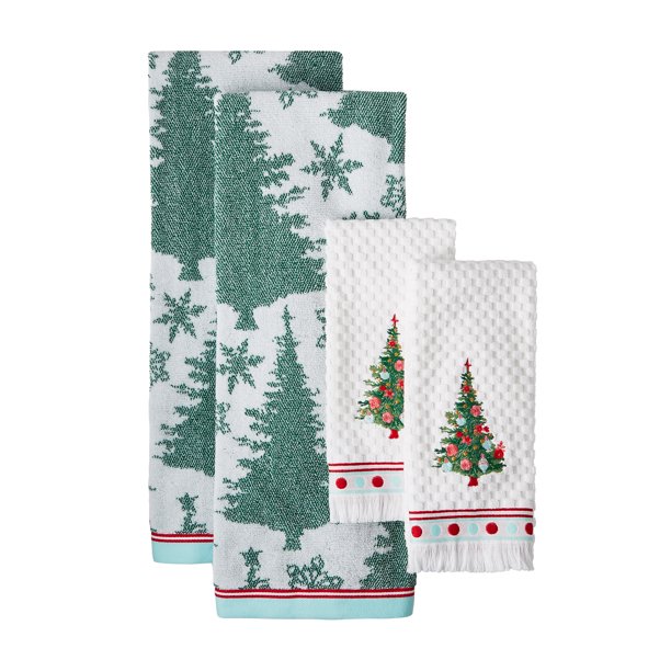 The Pioneer Woman Holiday Tree 4Piece Bath & Hand Towel Set