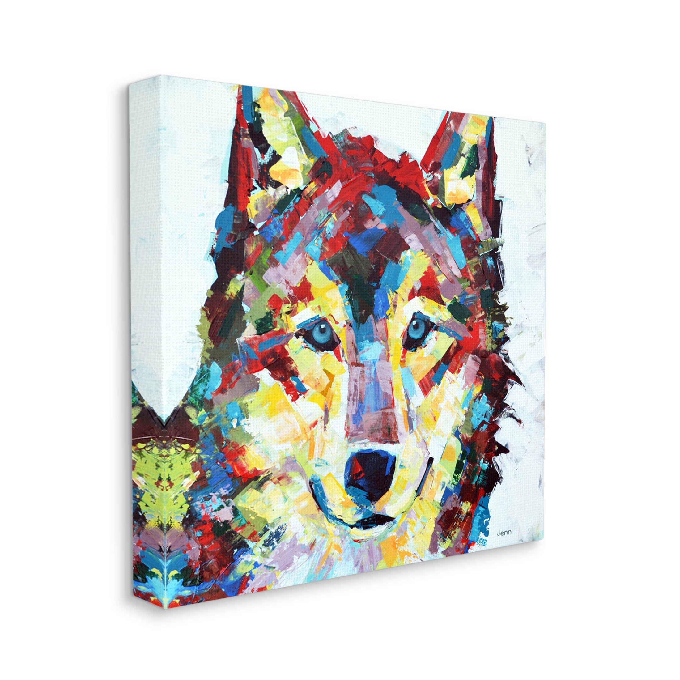 Urban Style Wolf Abstract Animals & Insects Painting Gallery Wrapped Canvas Print Wall Art