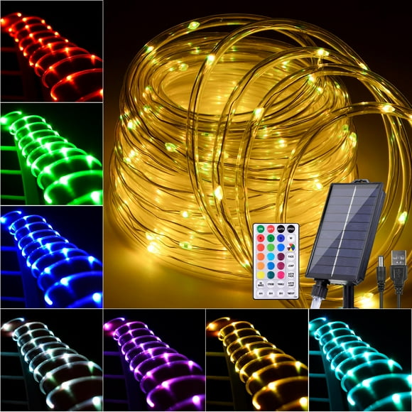 Luces solares tipo cuerda Nazuwke, 15 m, 150 LED, 18 colores, resistentes al agua
