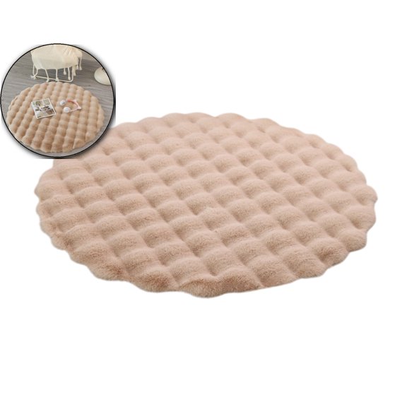 Soft Indoor Modern Small Area Rug, 19.6 Inch Fluffy Round Carpet , Plush Fur Foot Mat Home Decor Rug for Bedroom Living Room