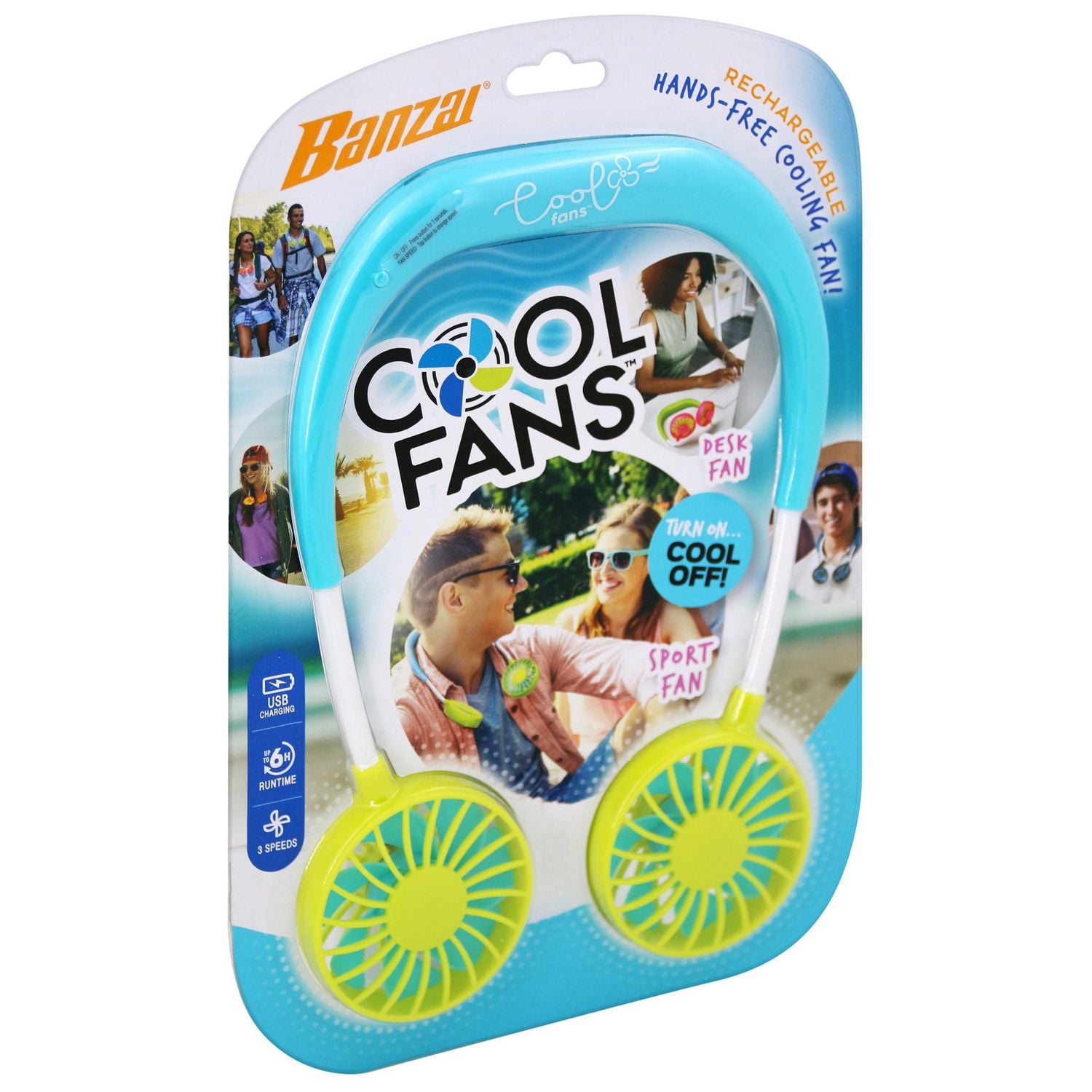 Banzai Cool Fans Rechargeable Wearable Portable Fan 37695