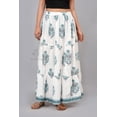 thumbnail image 2 of Women White & Blue Floral Tiered Cotton Maxi Skirt | Boho Flow | Elastic Waist | Summer Wear - XXL, 2 of 6