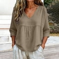 thumbnail image 4 of Women's Plus Size Peplum Lace Top V Neck 3/4 Sleeve, 4 of 7