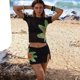 thumbnail image 1 of Conjunto de camiseta de manga corta transparente de malla para bebé, top corto con falda mini con efecto de seda y estampado de flores, atuendo de vacaciones de verano para mujer y adolescente, 1 of 5