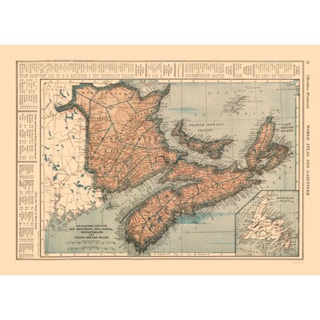 Historic Map - Canada Maritime Provinces - Reynold 1921 - Vintage Wall Art