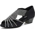 thumbnail image 1 of Women Rhinestone Dance Shoes Ballroom Latin Salsa Bachata Performance Dance Dancing Shoes High quality, 1 of 5