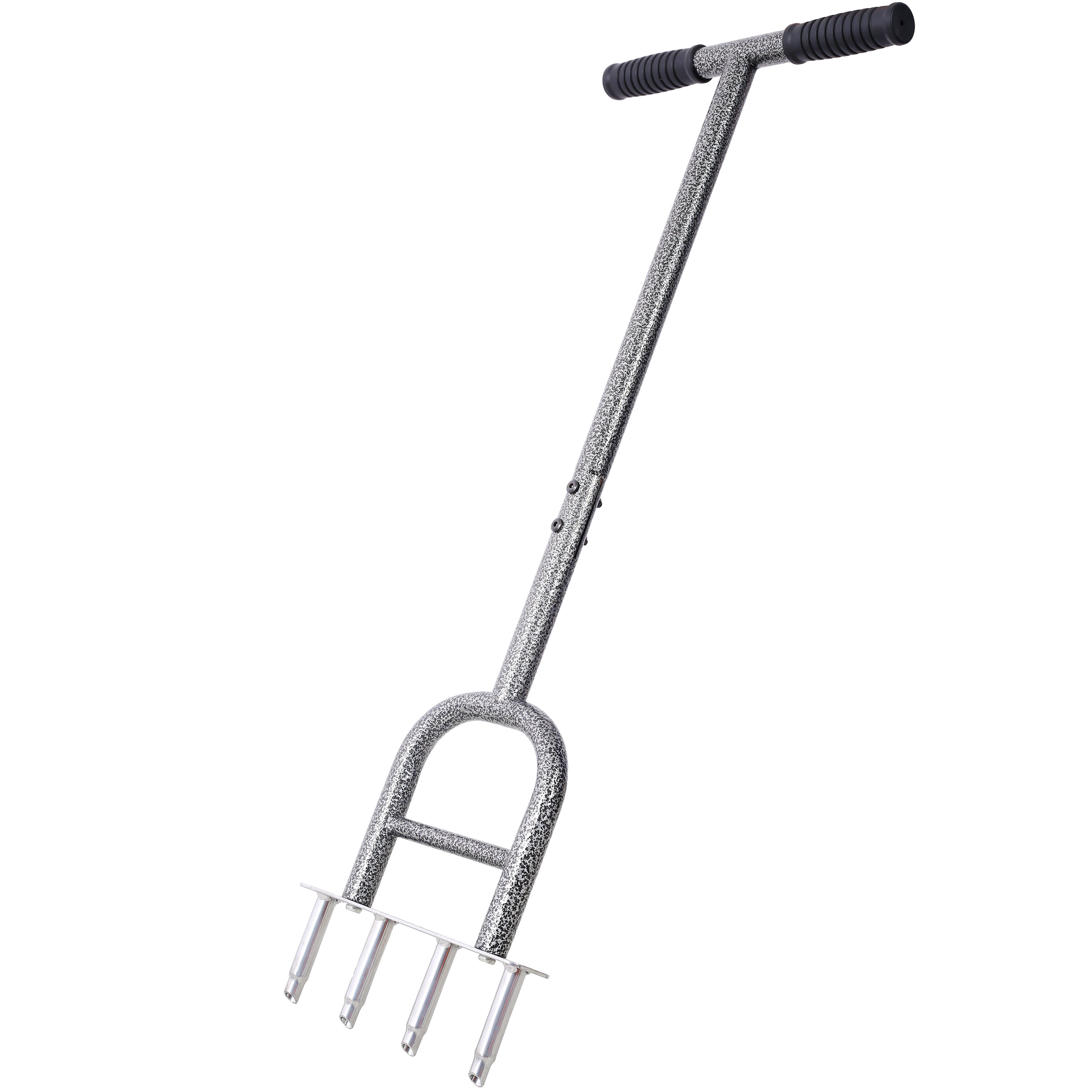 4-Tine Manual Lawn Aerator - Steel Core Plug Aerator Tool with Soft Grip & 12" Weeder