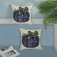 thumbnail image 3 of Fall Pillow Covers 18x18 Set of 2 Dark Blue Pumpkin Leaves Fall Decor Pillowcase Autumn Harvest Thanksgiving Decorative Outdoor Throw Pillow Covers Linen Farmhouse Cushion Case for Couch Home, 3 of 6