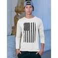thumbnail image 2 of 4th of July Long Sleeve Shirt for Men - Tstars Patriotic American Flag Graphic Tee - Independence Day Celebratory Wear - Vintage USA Flag Print - Ideal Gift for National Holidays - Small Gray, 2 of 7