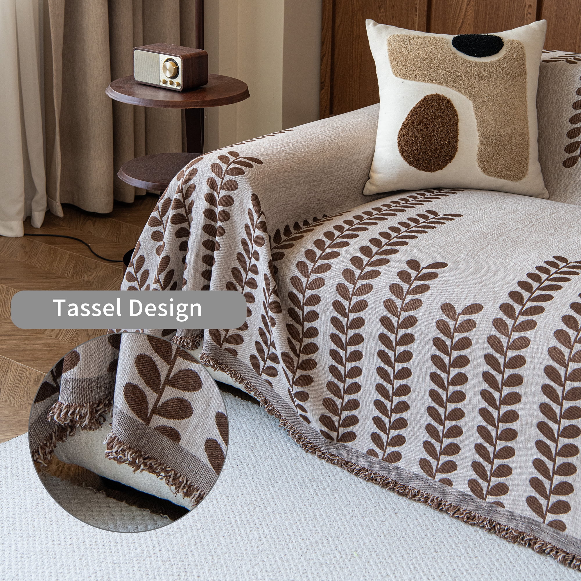 Smuge Sofa Cover Couch Cover Protector Slipcover, L Shape 3 Cushion Throw Sofa Towel Furniture Cover for Dogs Cats Home Decor (71"x 118", Light Coffee)