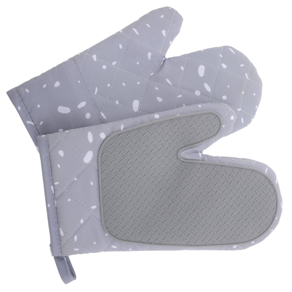 OUNONA 2-Pack Grey Silicone Oven Mitts Thickened Gloves for Baking, Cooking, and Kitchen Safety