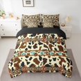 thumbnail image 2 of Castle Fairy Cow Bull Print 7 Pieces Bedding Comforter Set for Women Men Teenagers,Farmhouse Animal Full Bedding Set Lightweight,Bohemian Aztec Fitted Sheet Flat Sheet,Breathable Home Decor, 2 of 8