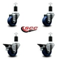 thumbnail image 2 of 3 Inch Solid Poly Wheel Swivel 1-1/2 Inch Expanding Stem Caster Set 2 Brakes SCC, 2 of 2