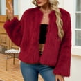 thumbnail image 5 of Gpaecead Women's Cropped Teddy Jacket Solid Color Fleece Faux Fur Coat Winter Casual Zip Up Burgundy, 5 of 9